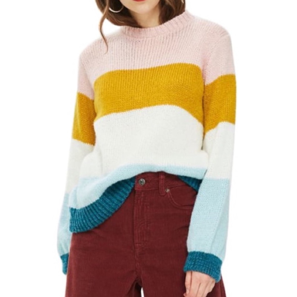 [Topshop] Colorblock Knit Sweater